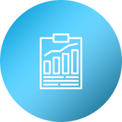 Bar chart icon on clipboard.